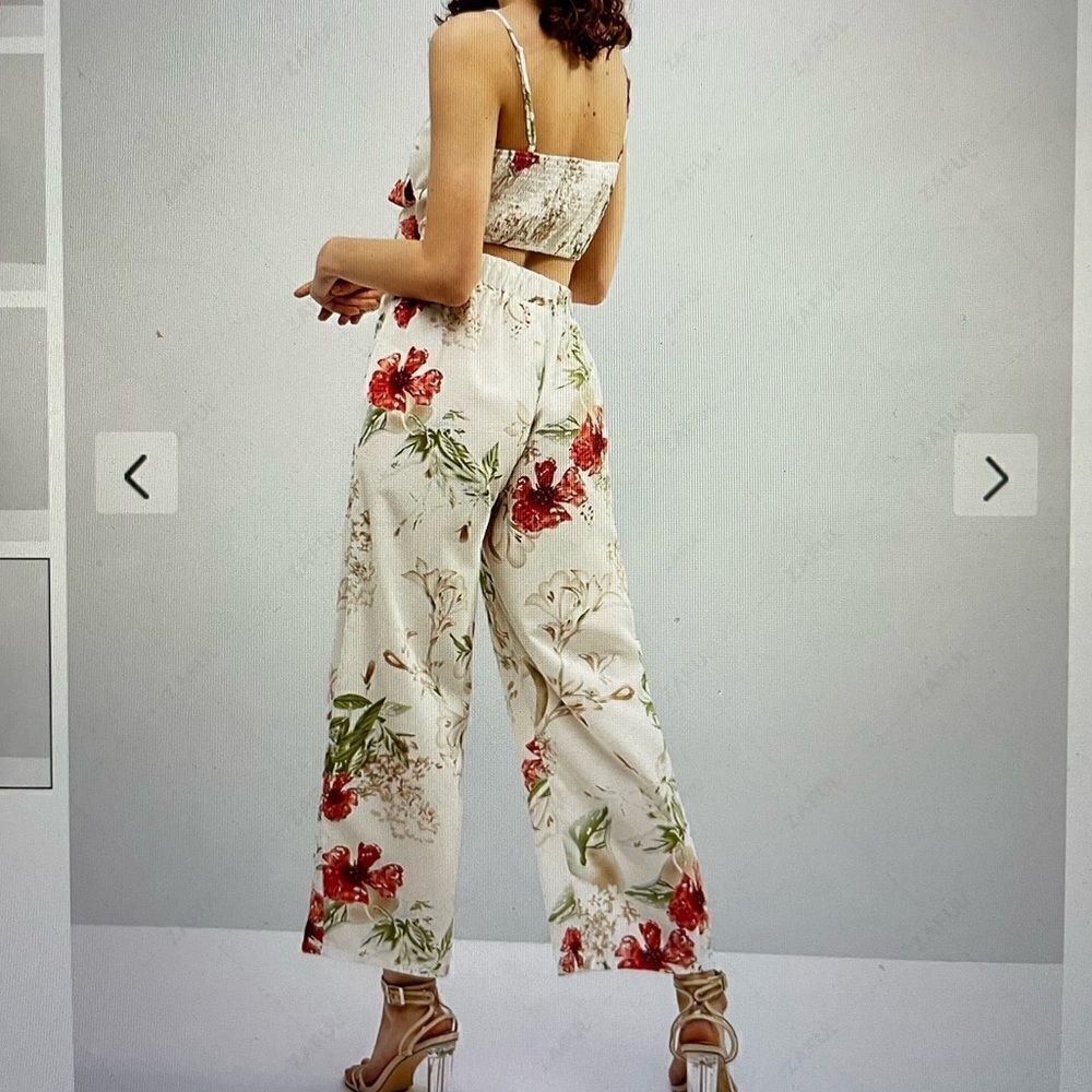 ZAFUL Knot Flower Cami Top And Pants Set - White S - Picture 6 of 6
